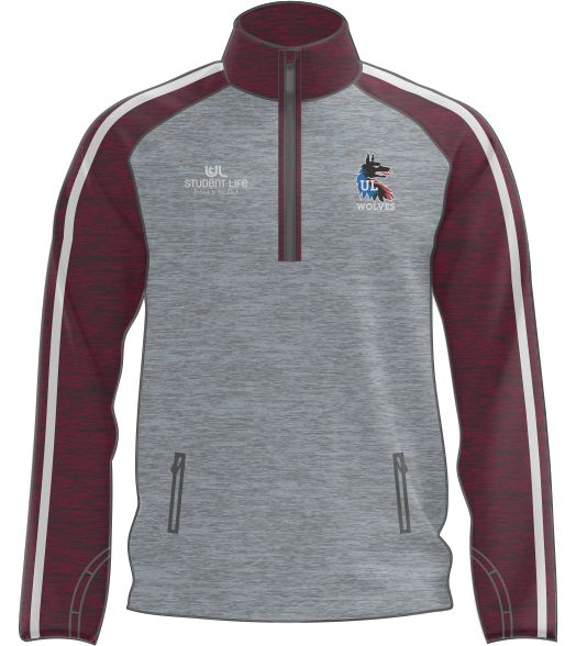 UL Wolves Half Zip Top Grey and Burgundy