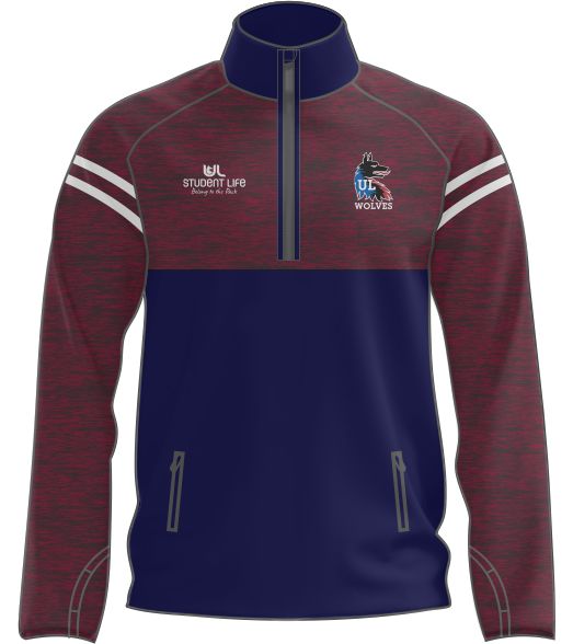 UL Wolves Half Zip Top Navy and Burgundy