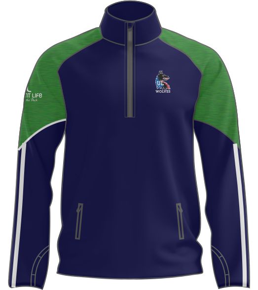 UL Wolves Half Zip Navy and Green